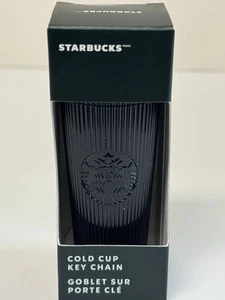 Starbucks Winter 2024 Black Pleated Cold Cup Keychain EUC - Picture 1 of 6
