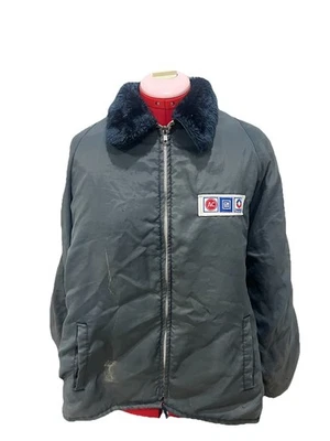 Vintage 70s 80s Ac Delco Racing Jacket Full Zip Sherpa Collar Worked Thrashed Lg - Image 1 of 4
