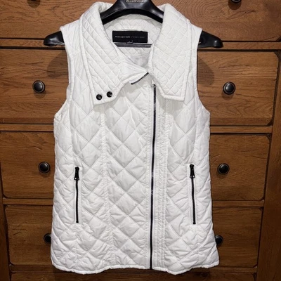 Chaleco para mujer MARKNEW YORK Andrew Marc blanco acolchado grande bolsillos con cremallera completa Foto 1 de 4