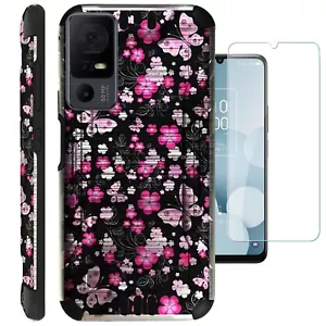 SILVERGUARD For TCL 40XL Phone Case Cover +TEMPERED GLASS/ BUTTERFLY PINK - Picture 1 of 7