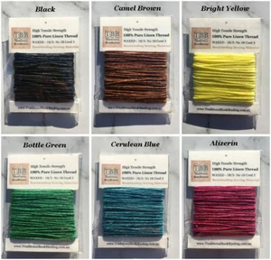 100% Pure Linen Thread- Waxed- 18/3 No.18 Cord 3- Approx 1mm thick- 22 options - Picture 1 of 30