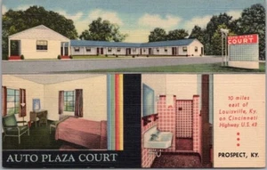 Postal de colección 1947 de Louisville, Kentucky AUTO PLAZA COURT Roadside/sin usar - Imagen 1 de 2