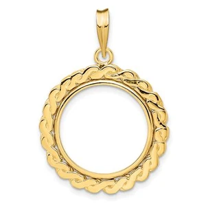 1908-1929 US $2.50 Indian Quarter Eagle Prong Set Chain Coin Bezel in 14k Gold - Picture 1 of 7