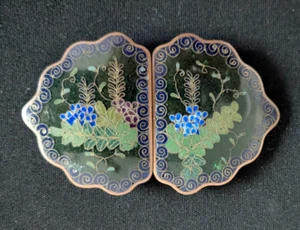 Antique Chinese Cloisonné Brass Belt Buckle with Grapes - Picture 1 of 3