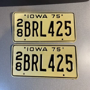 Vintage Pair 1975 Iowa License Plates Delaware County BRL425 - Picture 1 of 7