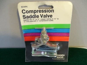HANDI SHOP Compression Saddle Valve 8314PK NEW 3/8" to 3/4" Copper 1/2" Iron C7 - Picture 1 of 2