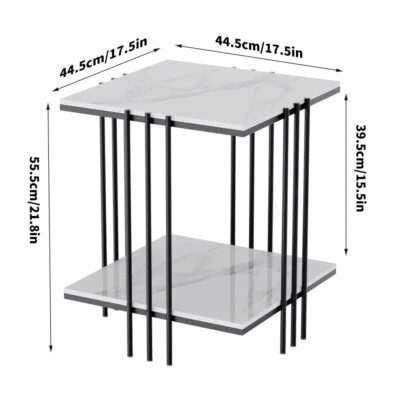 White Marble End Table Side Table for Living Room Modern Square Metal Nightstand - Image 1 of 4