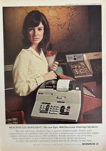 1967 Monroe Printing Calculator 3000 Electronic Orange NJ Litton Ind VTG Ad - Picture 1 of 1