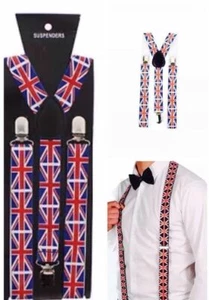 Unisex Mens Braces Union Jack Wide &Heavy Duty Adjustable Suspenders  - Picture 1 of 1