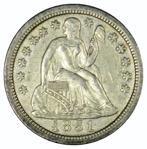 1851 SEATED LIBERTY DIME ~ NICE SHARP AU/BU ABOUT UNCIRCULATED! Cover