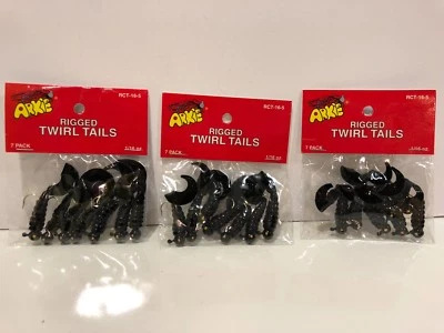 3 - Arkie Rigged Twirl Tails - черные RCT-16-5 1/16 унц 7 упаковок  - Изображение 1 из 3