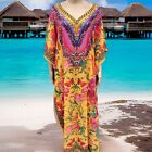 Kaftan Women Dress One Size Embellished Resort Holiday Wear