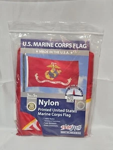 United States Marine Corps Flag USMC Nylon Printed 3 Ft x 5 Ft Grommets USA NIP  - Picture 1 of 7