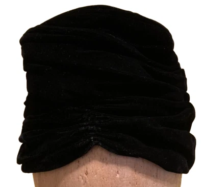 VINTAGE 1960s MR. STANLEY NY Draped Pleats Beehive TURBAN Hat, Black - Image 1 of 4