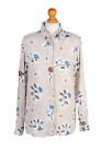 Damen Bluse Top Shirts 90er Jahre Mode Langarm Blumenmuster cremefarben Größe M-LB191