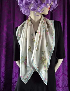Vintage conversational print flower fairies silk scarf - 1930s / 40s - Picture 1 of 16