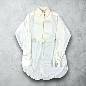 Vtg 20s 30s Van Heusen Victorian Pleated French Cuff Tuxedo Shirt Men's 14 34 - Picture 1 of 10