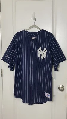New York Yankees Majestic 90s Pin Stripe Jersey XL NY Logo 6392 Vintage - Image 1 of 4