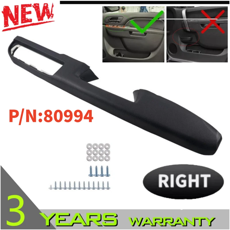 80994 Apoio de Braço da Porta do Passageiro Frontal Reparo para 10-14 GMC Tahoe Silverado Preto - Imagem 1 de 4