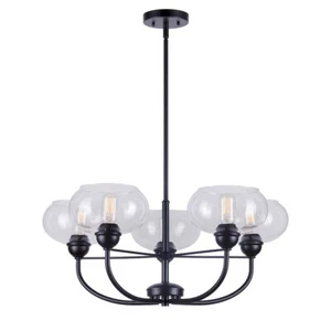 Forte Lighting Cameron 5 Light 28.5" Chandelier, Black/Clear - 2732-05-04 - Picture 1 of 1