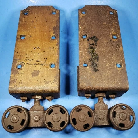 Vintage Barn Door Rollers Box Track 2 1/8" Wheels Rustic Country Décor Cover