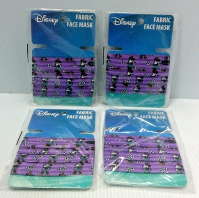 Lot of 4 Disney Re-Usable Face Mask Youth 4yrs+ %100 Polyester & Cotton - Image 1 of 2