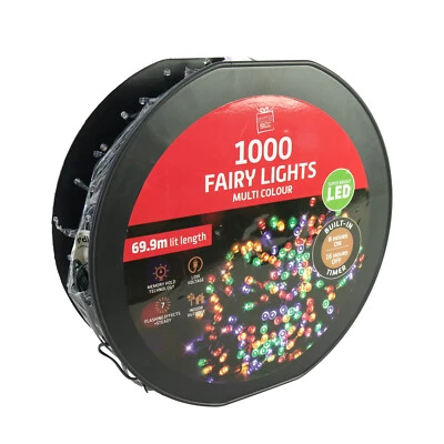 1000 LED MULTICOLOUR Reel 70m Outdoor Christmas Fairy Garden Party String Lights - image 1 of 4