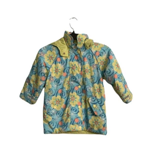 Hanna Andersson Blue And Green Floral Hooded Winter Coat Jacket Size 4 (100) - Picture 1 of 4