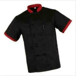 Unisex Chef Jacket Coat Restaurant Hotel Work Uniform Short Mesh Sleeves Women - Picture 1 of 13