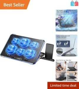 Portable Laptop Cooling Pad with 6 Fans and Phone Stand - Ergonomic Design - Picture 1 of 10