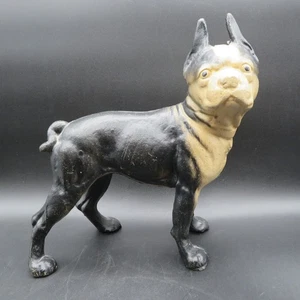 Antique Hubley BOSTON TERRIER BULLDOG Cast Iron Dog Doorstop Statue - Picture 1 of 11
