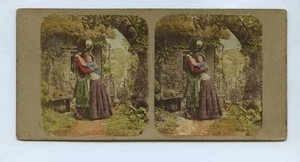 Cottage Scenes Hand Tinted Genre Stereoview c1850s By Goodman - Picture 1 of 2