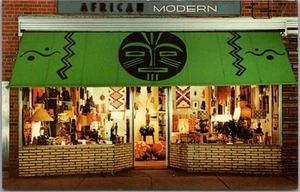 Postal publicitaria vintage de la ciudad de Nueva York de los años 50 AFRICANO MODERNO "arte primitivo" - Imagen 1 de 2