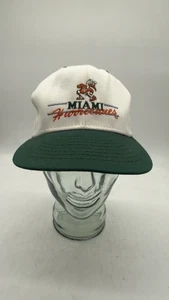 VINTAGE Miami Hurricanes Hat Cap Snap Back White UM College Football Men 90s - Picture 1 of 9