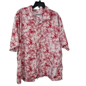 Camisa Haband Para Hombres Talla 3X Roja Blanca Palma Hawaiana Abotonada Manga Corta Aloha - Imagen 1 de 8
