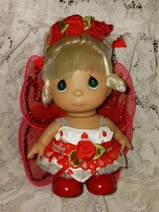 Neue schöne Precious Moments rote Rosen Blumen Engel Puppe mit Flügeln - Bild 1 von 3