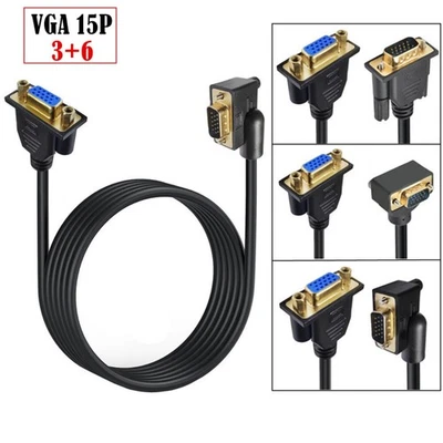 UP LEFT DOWN RIGHT Angled VGA RGB 15Pin Male To Female Projectors Monitors Cable - Image 1 of 4