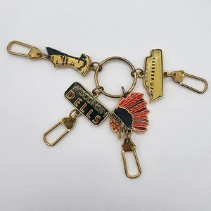 Vintage Wisconsin Dells Souvenir Key Chain Duck Boat Head Rock Jump Indian Cheif - Picture 1 of 17