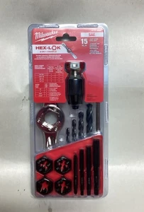 Milwaukee 49-22-5602 15PC SAE Tap and Die Set w/ Hex-LOK 2-in-1 Handle New - Picture 1 of 3