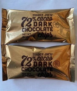 2 paquetes de chips para hornear de chocolate negro Trader Joe's 72 % cacao de 10 oz cada uno - Imagen 1 de 4