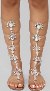 Fashion Nova Queen Status Flat Sandal - Rose Gold Size 6.5 - Picture 1 of 3