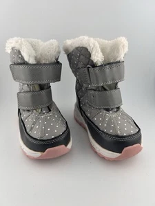 Carter's Toddler/Little Girl Snow Boots~Gray w/ White Polka Dot Fur Trim~Size 5 - Picture 1 of 17