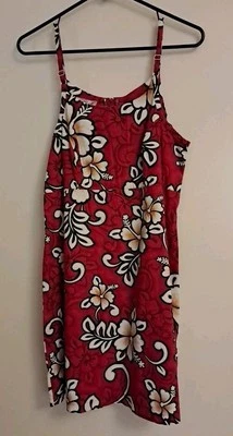VTG Hilo Hattie Tropical Beach Hibiscus Flower Print Sleeveless Dress Sz S Red - Image 1 of 4