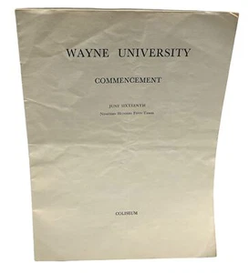 Wayne University Graduation Commencement Program 1953 Detroit Michigan Vintage - Bild 1 von 9