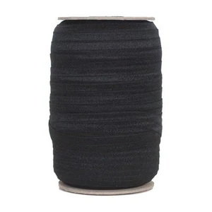 Black 1" FOE - 100 Yard Spool 25mm Fold Over Elastic - Elastic By The Yard - Picture 1 of 5