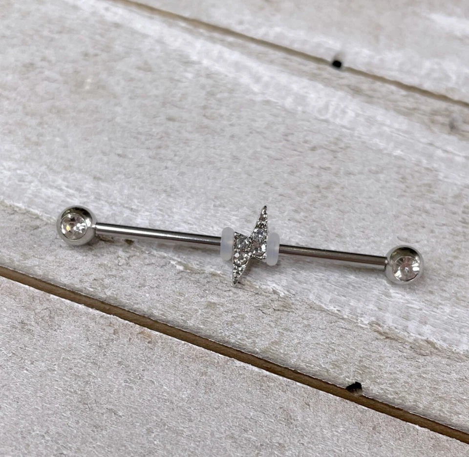 "Nuevo pendiente cartílago cartílago 1,5"" barra industrial rayo gema transparente calibre 14" Foto 1 de 1