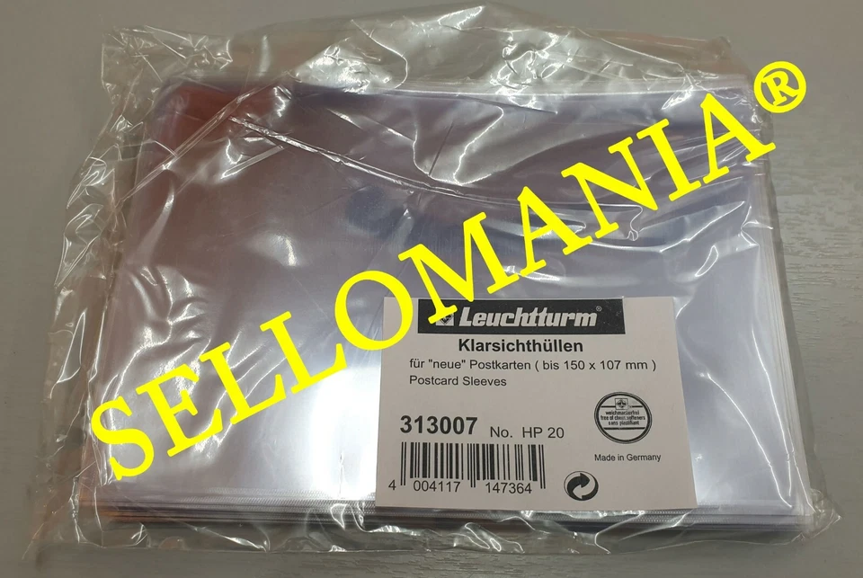 FUNDAS PROTECTORAS LEUCHTTURM TARJETAS POSTALES MEDIDAS INTERIORES 150 x 107 mm