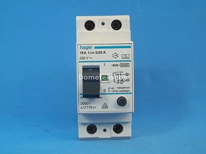 Hager FI-Schutzschalter (differential current safety switch), 2P, 16A, 30mA - Picture 1 of 2