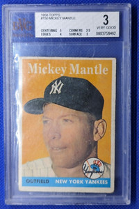 1958 TOPPS #150 MICKEY MANTLE BVG 3 Very Good New York Yankees HOF