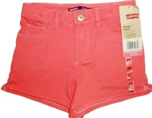 Girls Shorty Shorts Summer Short Pants Trousers Levis 4 way Stretch Adj Waist - Picture 1 of 5